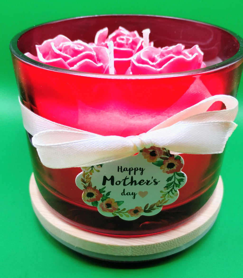 🌹 Mother's Day Amber Romance Rose Glass Candle