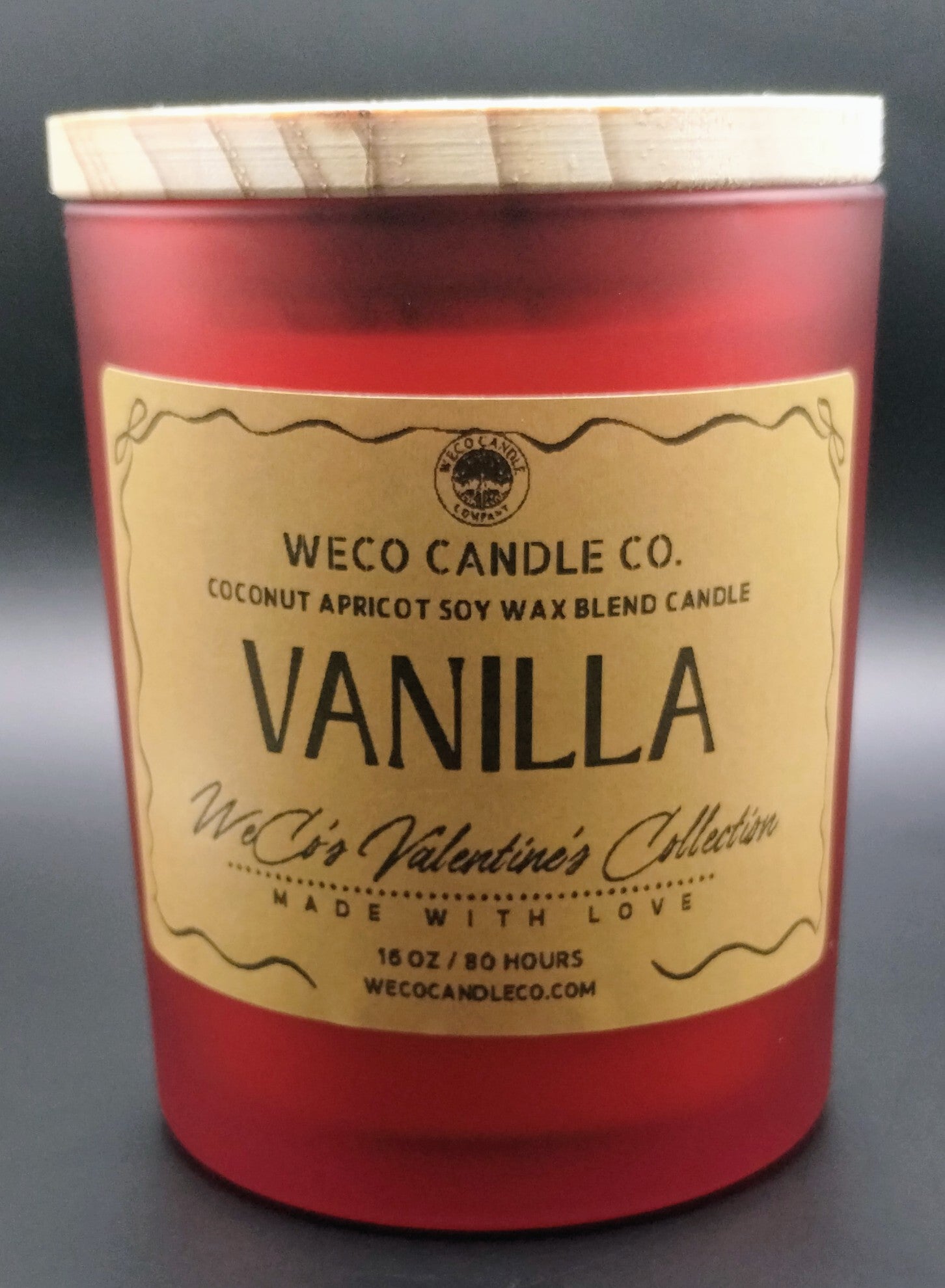 Medium Red Frosted Glass - Vanilla Candle