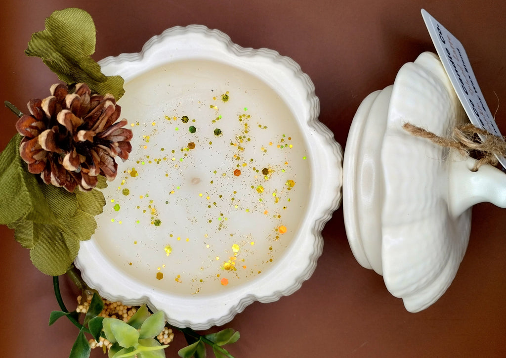 Pumpkin Spiced Latte — 8 oz Soy Wax Blend Candle | White Pumpkin Jar