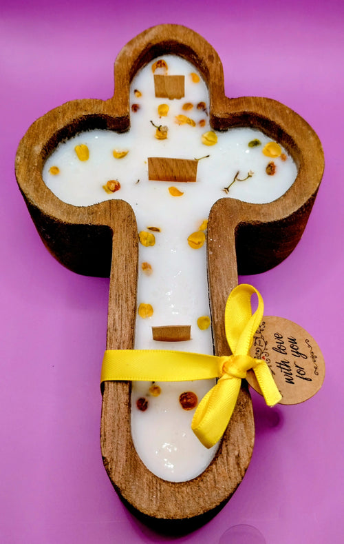 ✝️ Wooden Cross Candle