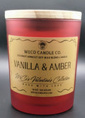 Medium Red Frosted Glass - Vanilla & Amber Candle